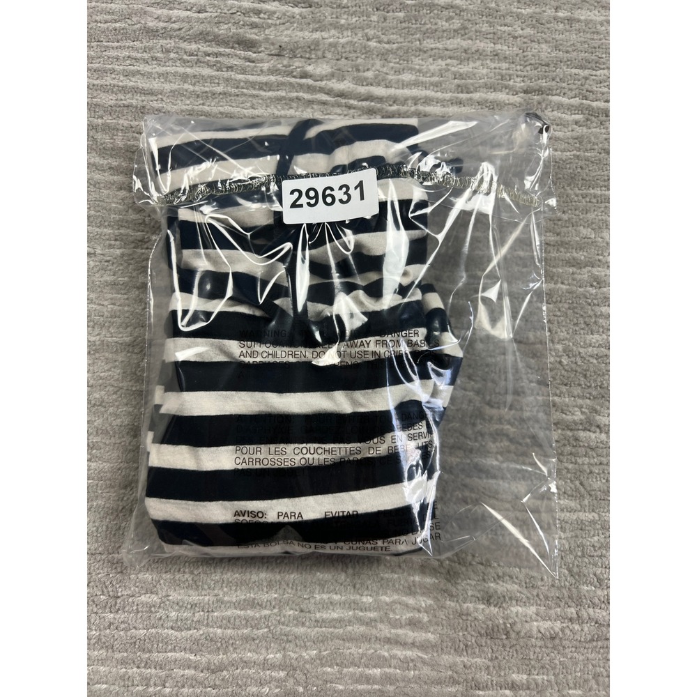 H&M T-Shirt Dress Womens M Black White Striped Boat Neck Drawstring Waist Cotton - Picture 9 of 9